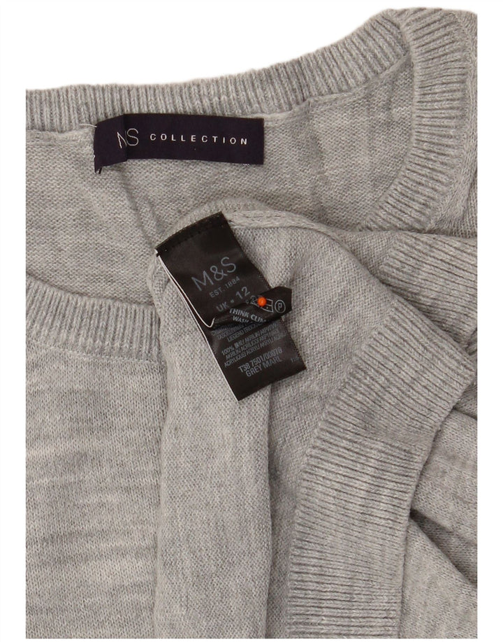MARKS & SPENCER Maglione corto girocollo da donna UK 12 Grigio medio