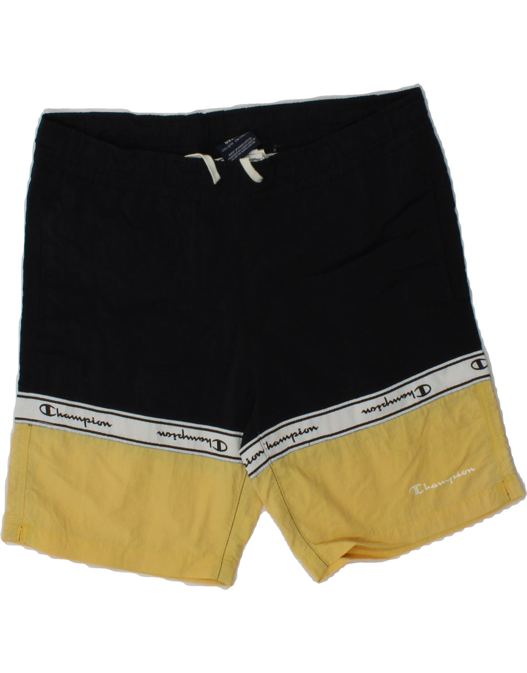 CHAMPION Boys Graphic Sport Shorts 9-10 Years Medium Black Colourblock Vintage Champion and Second-Hand Champion from Messina Hembry 
