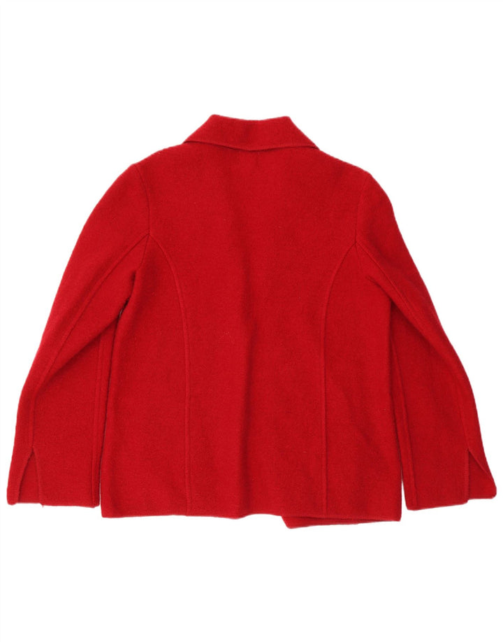 Giacca blazer da donna a 1 bottone VINTAGE UK 14 lana floreale rossa media