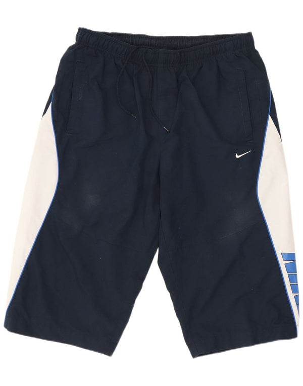 Pantaloncini sportivi Nike da uomo con grafica, grandi, blu navy, in poliestere color block