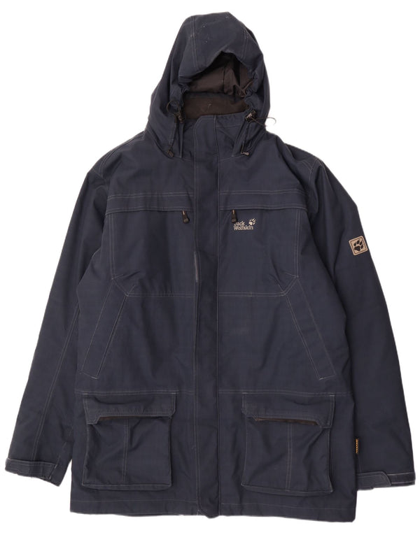 Cappotto giacca a vento con cappuccio da uomo Jack Wolfskin UK 48 2XL poliestere blu navy