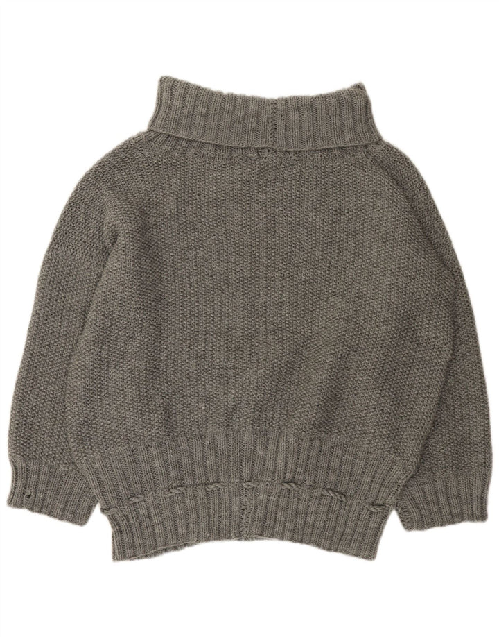 Maglione maglione oversize da donna VINTAGE con collo alto UK 22 3XL Grigio