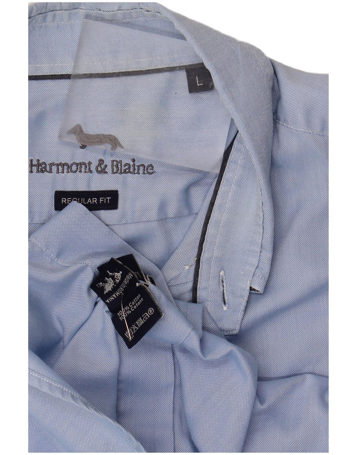 Camicia da uomo Regular Fit Harmont & Blaine, taglia grande, in cotone blu