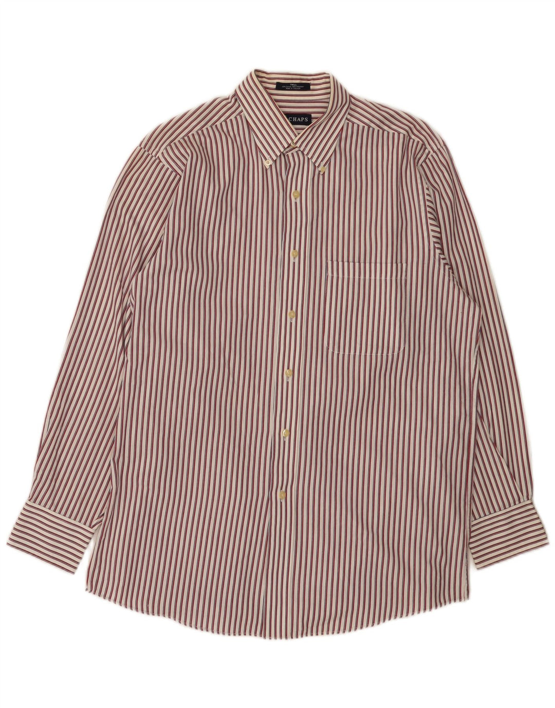 Camicia in flanella da uomo Chaps taglia 15 1/2 cotone gessato rosso medio