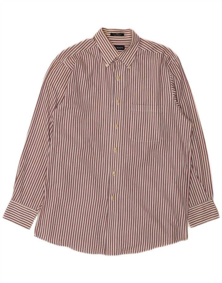 Camicia in flanella da uomo Chaps taglia 15 1/2 cotone gessato rosso medio