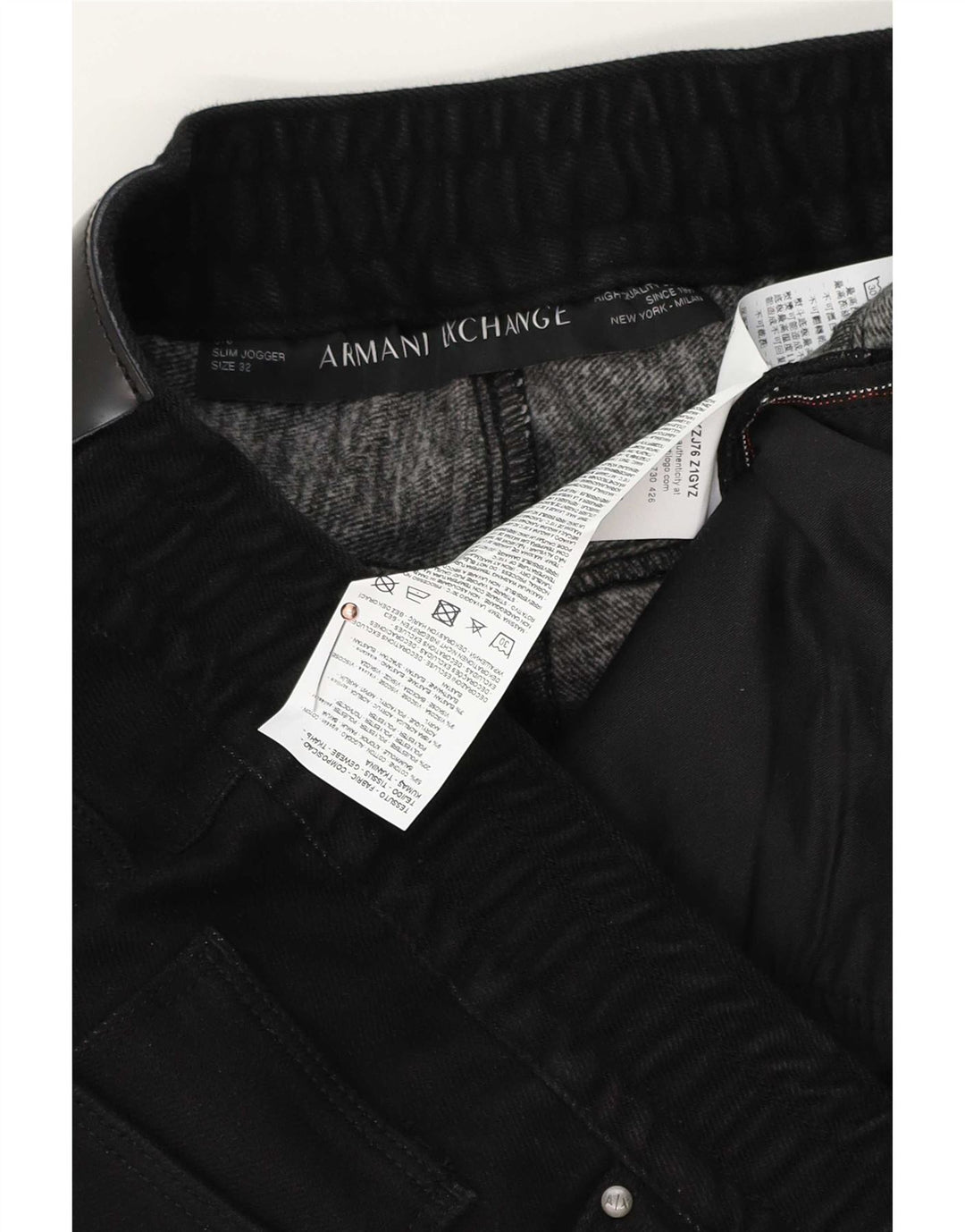 Armani Exchange Uomo Joggers Jeans Slim W32 L28 Cotone Nero