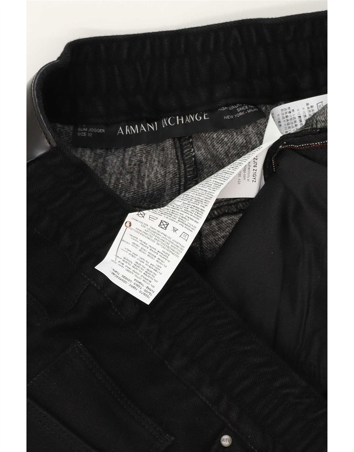 Armani Exchange Uomo Joggers Jeans Slim W32 L28 Cotone Nero