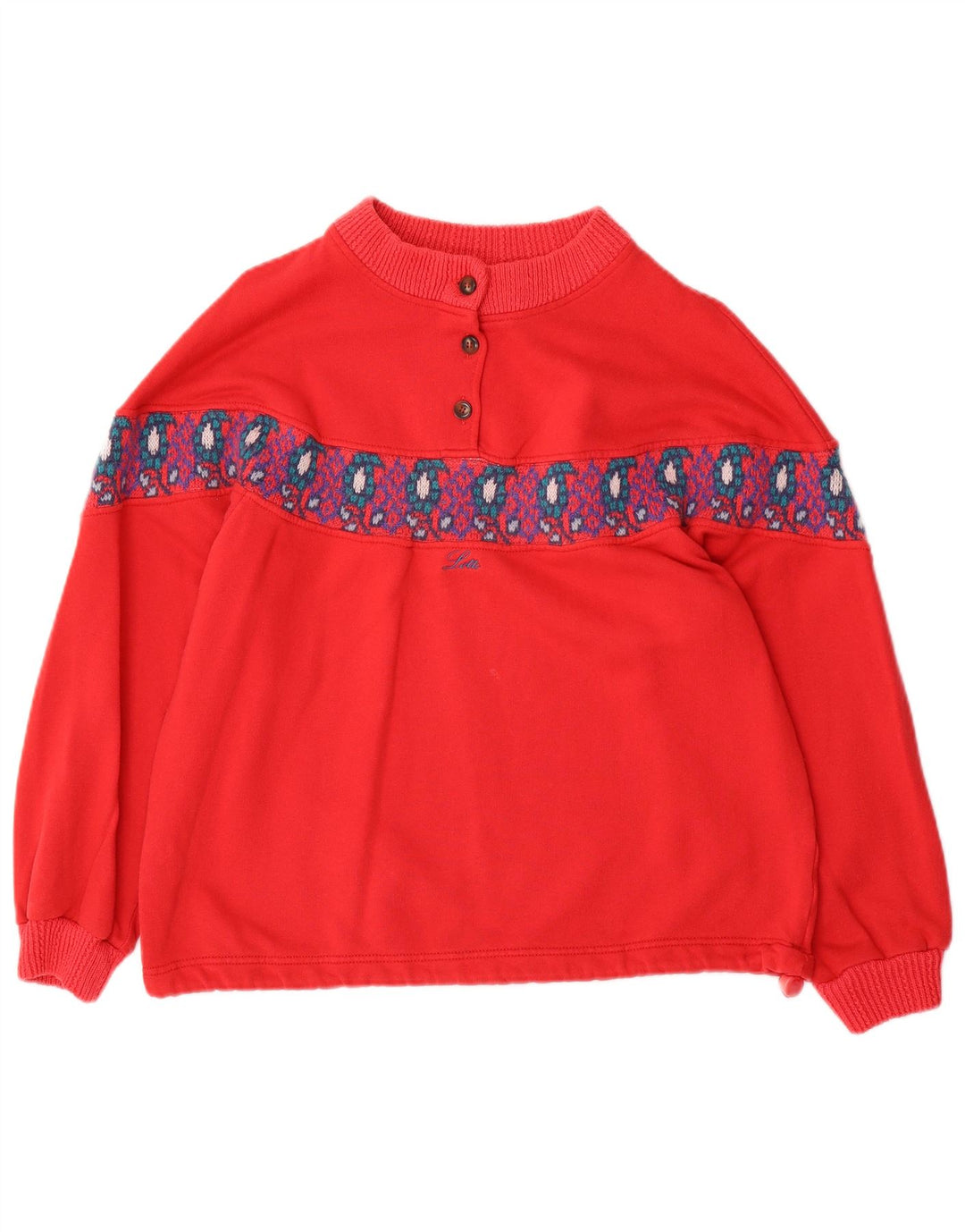 LOTTO Felpa oversize da donna Maglione UK 14 Medio Rosso Fair Isle