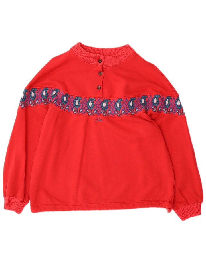 LOTTO Felpa oversize da donna Maglione UK 14 Medio Rosso Fair Isle