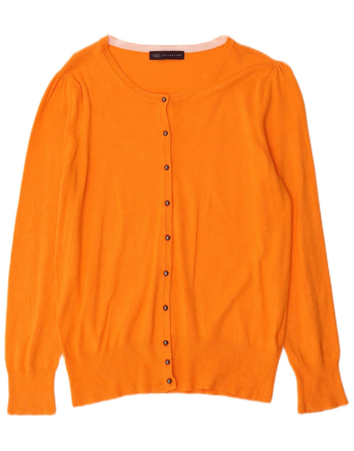 Maglione cardigan da donna Marks & Spencer UK 12 Viscosa arancione medio