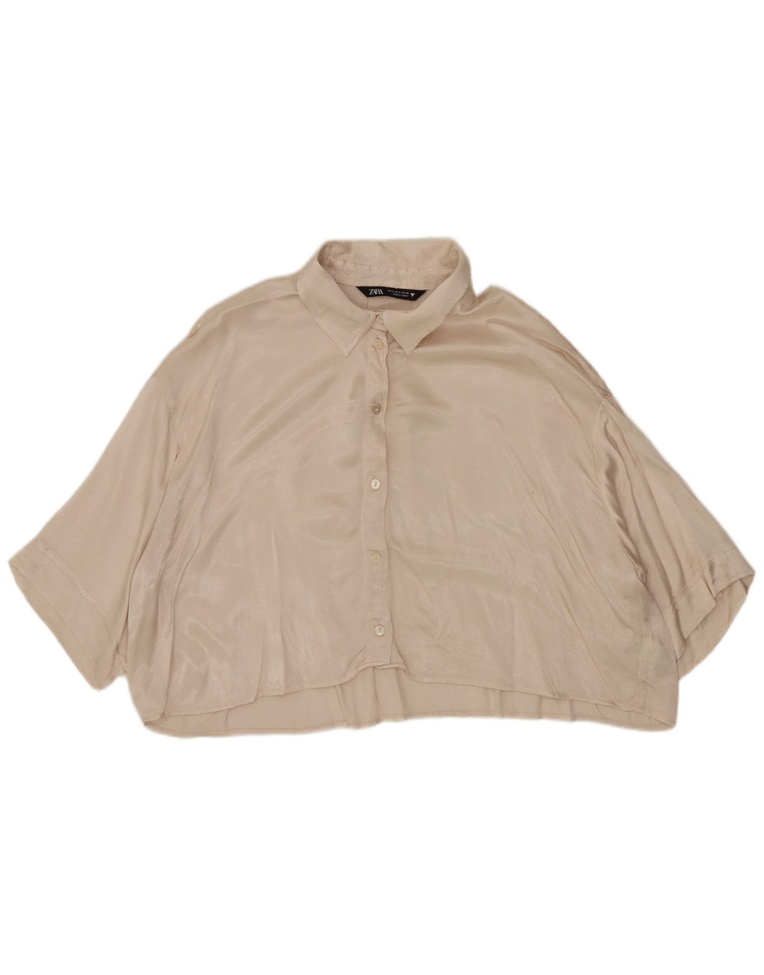 Camicetta corta oversize da donna Zara UK 10 piccola viscosa beige