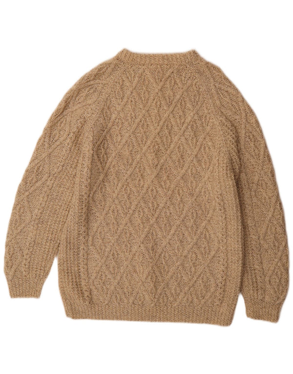 Maglione maglione girocollo da uomo vintage beige medio geometrico