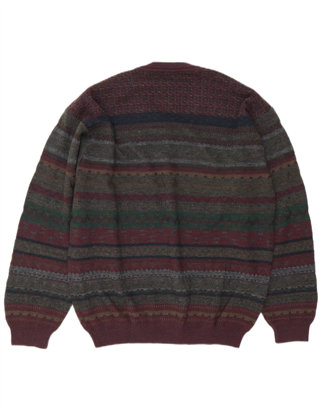 Rodes Maglione da uomo con scollo a V, maglione grande, lana vergine Fair Isle multicolore