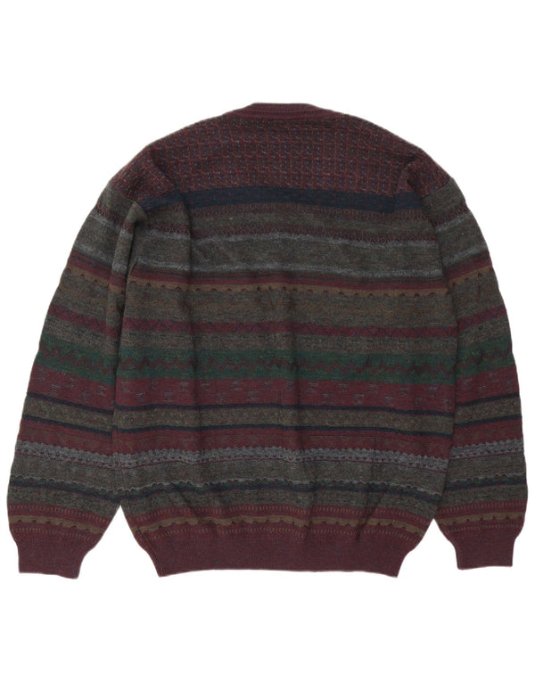 Rodes Maglione da uomo con scollo a V, maglione grande, lana vergine Fair Isle multicolore