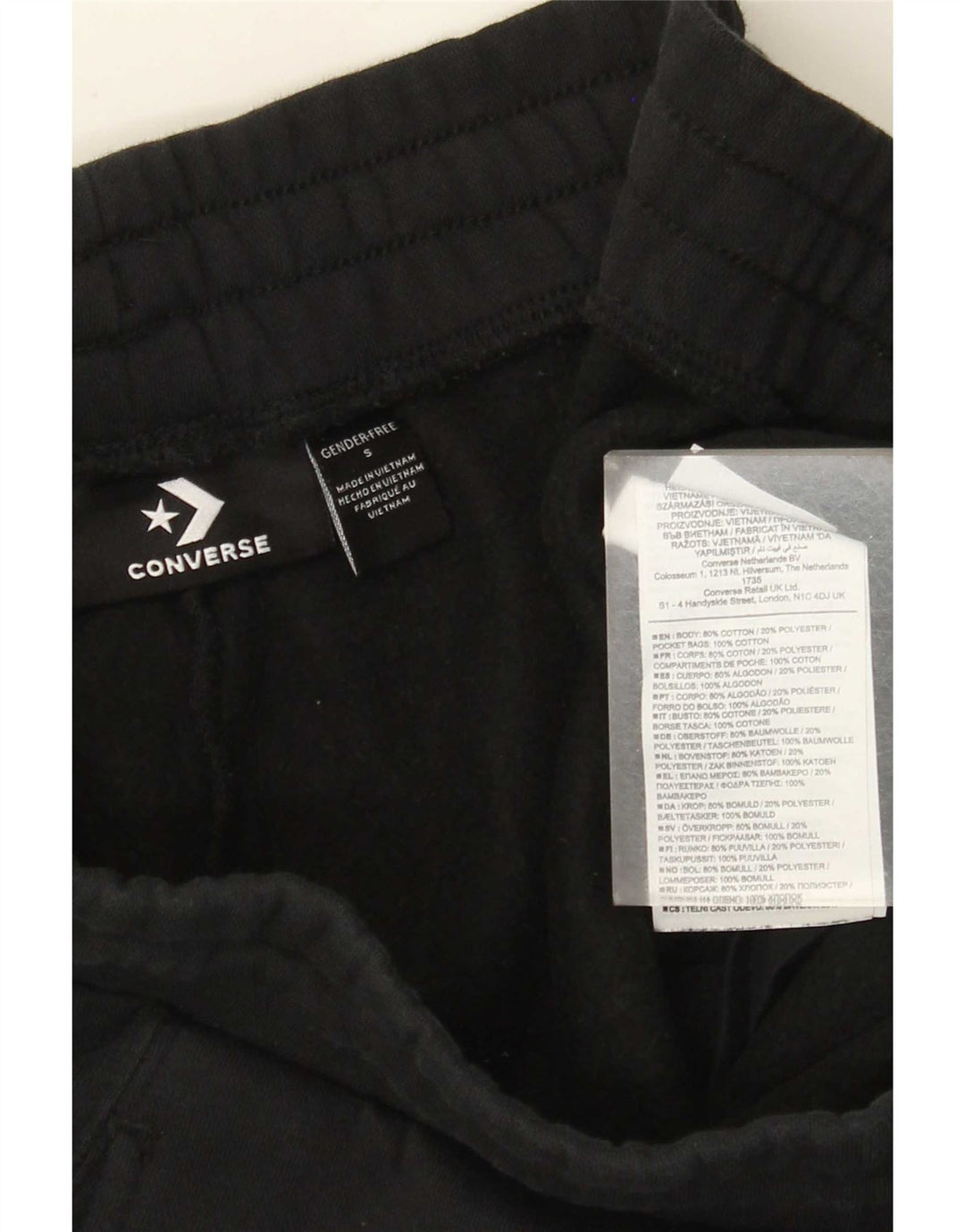 Converse Pantaloni da tuta grafica da uomo Joggers piccoli in cotone nero