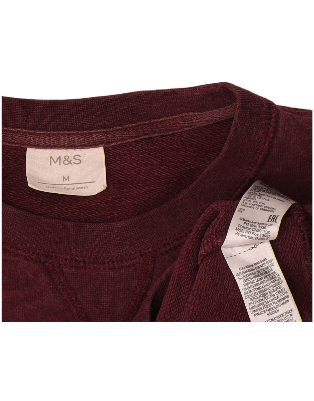 Felpa da donna Marks & Spencer Maglione UK 14 Cotone bordeaux medio