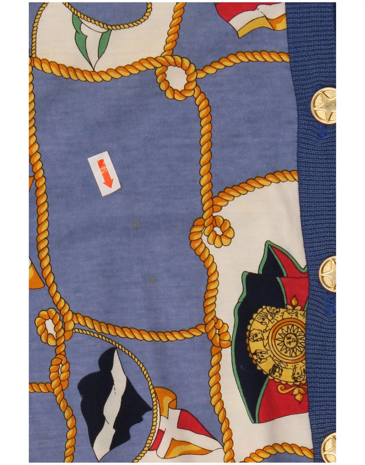 Top cardigan a maniche corte da donna con motivo astratto Ennedi IT 46 Large Blu