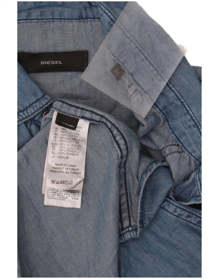Camicia di jeans da uomo Diesel XL in cotone blu