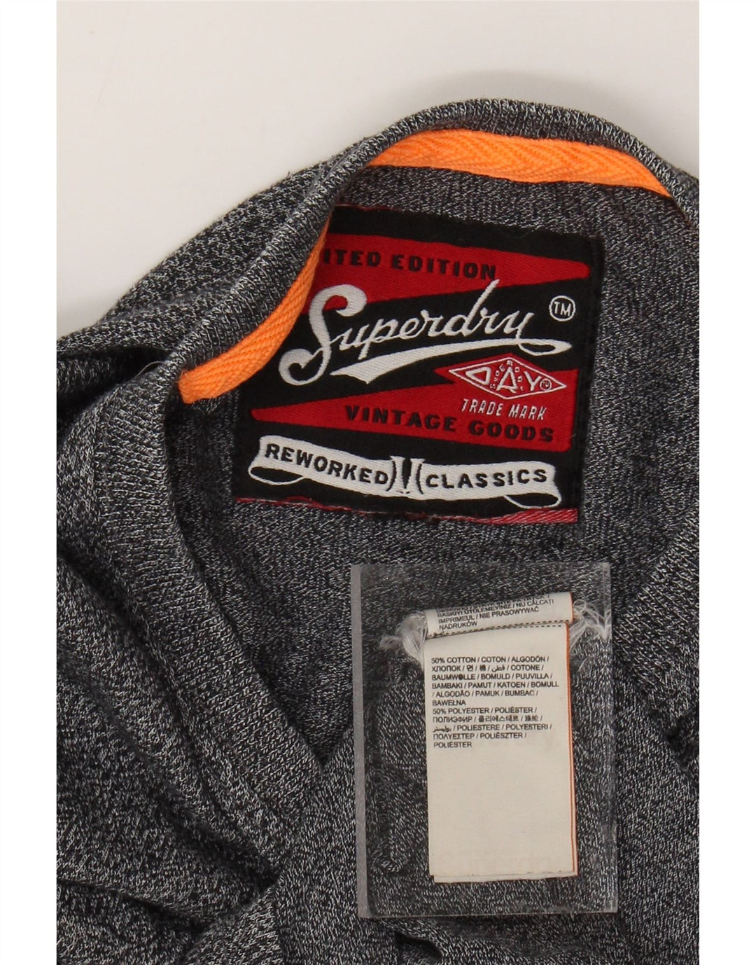 T-shirt grafica da uomo SUPERDRY Top in cotone screziato grigio medio