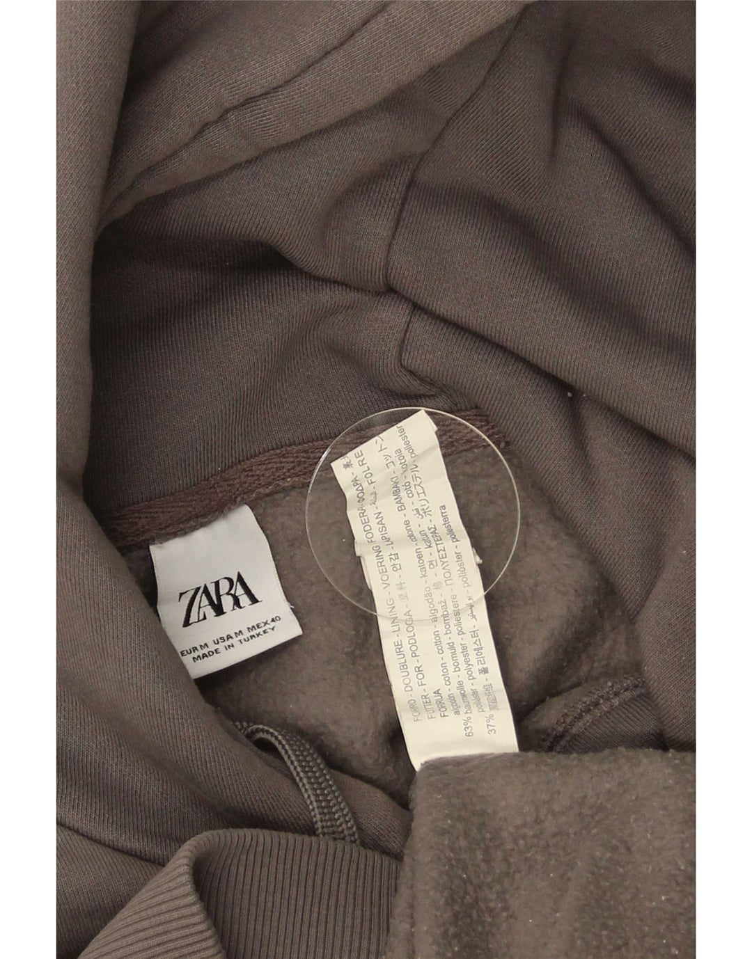 Maglione con cappuccio da uomo Zara in cotone grigio medio