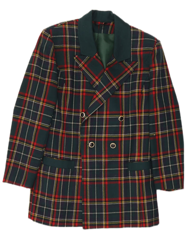 Giacca blazer da donna vintage UK 10 piccoli quadri multicolori