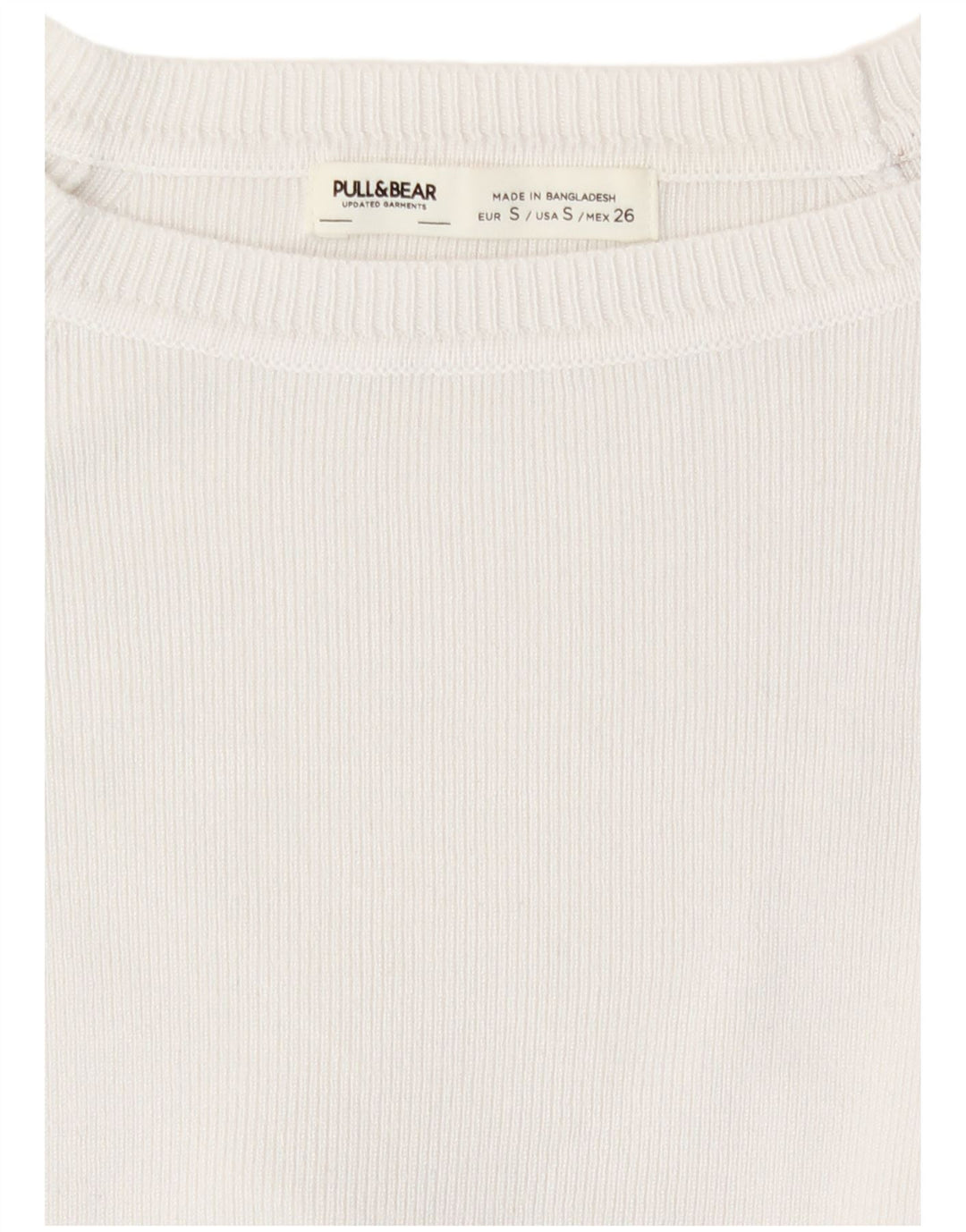 Pull & Bear Top corto da donna a maniche lunghe UK 8 Small Bianco in viscosa