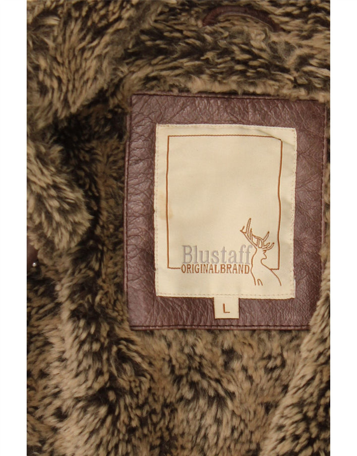 Giacca in pelle sherpa militare da uomo Blustaff UK 40 grande in pelle marrone