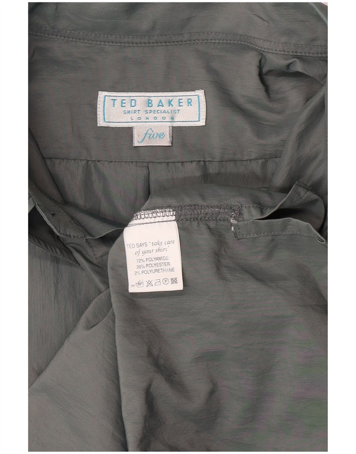 Ted Baker Camicia da uomo Taglia 5 XL Poliammide grigia