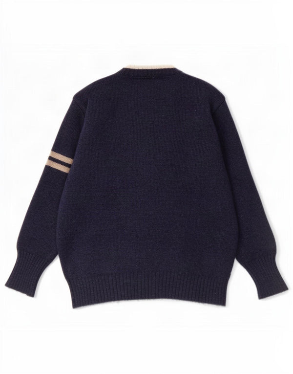 Maglione maglione con scollo a V da uomo Woolrich 2XL Lana a righe blu navy