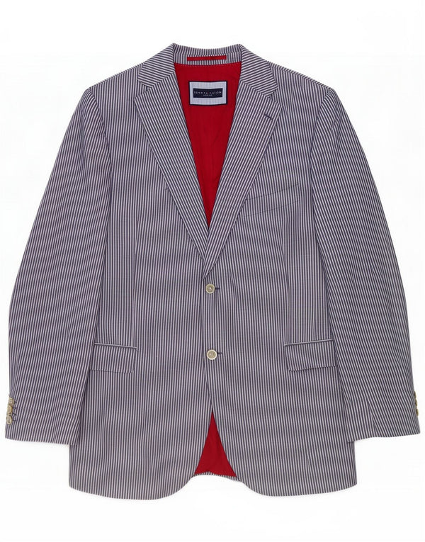 Tommy Hilfiger Giacca blazer sartoriale da uomo UK 40 Large Blue Gessato