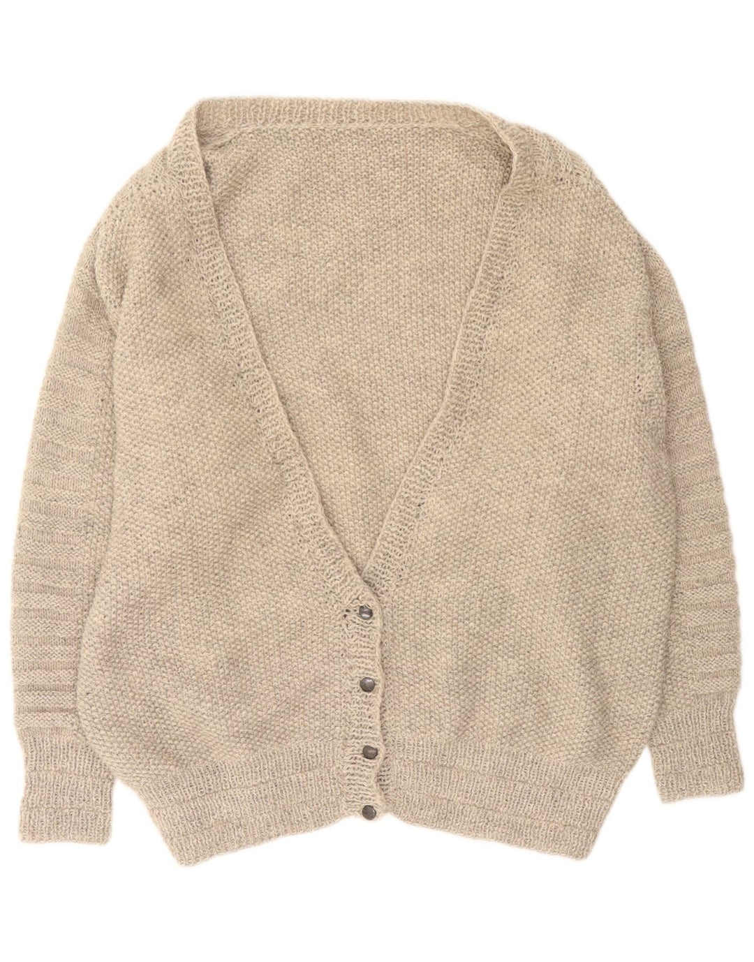 Maglione cardigan oversize da donna vintage UK 16 grande grigio