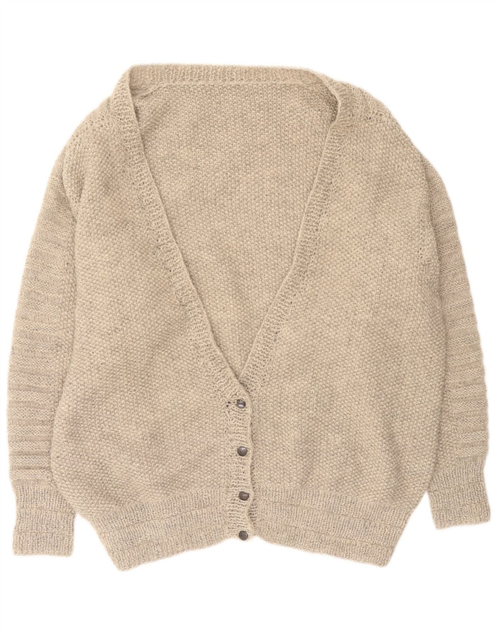 Maglione cardigan oversize da donna vintage UK 16 grande grigio