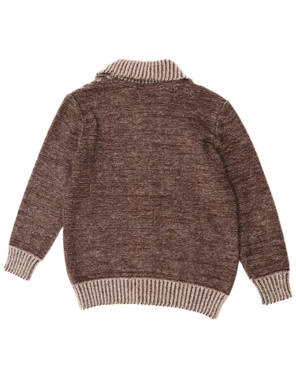 Maglione cardigan da uomo vintage a righe marrone medio