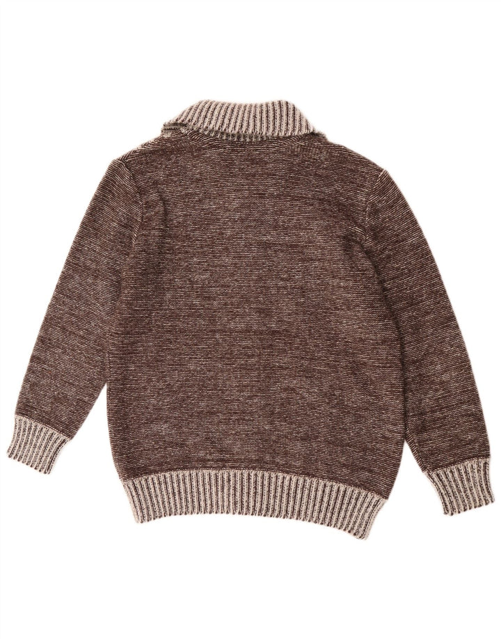 Maglione cardigan da uomo vintage a righe marrone medio