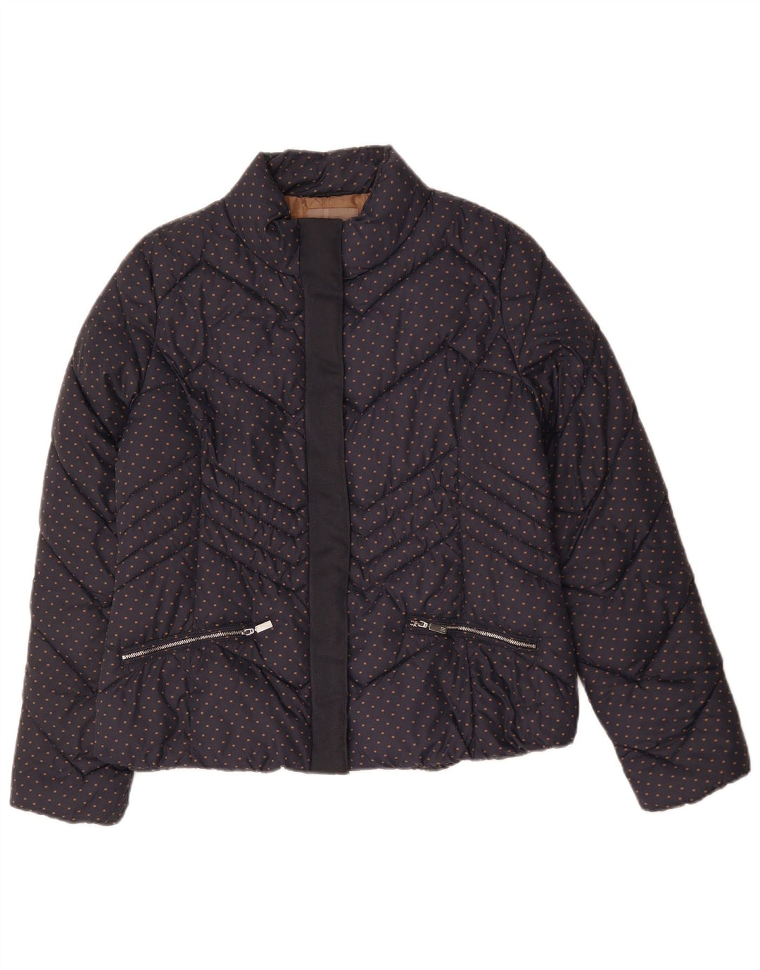 Giacca imbottita da donna Diana Gallesi UK 16 Large in poliammide maculato blu navy