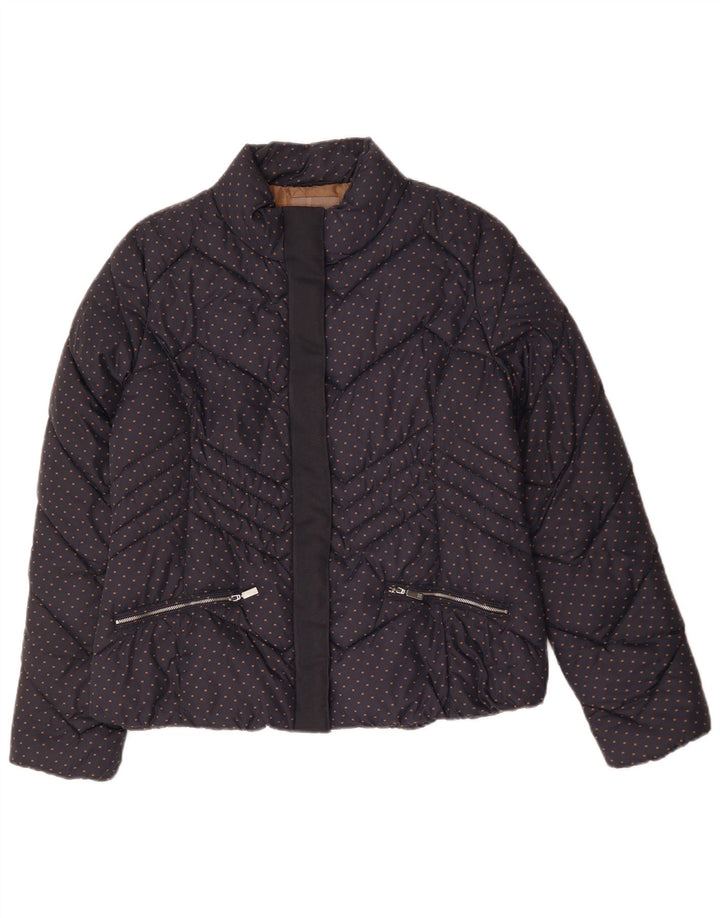Giacca imbottita da donna Diana Gallesi UK 16 Large in poliammide maculato blu navy