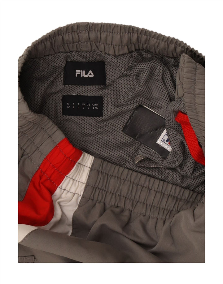 Pantaloncini sportivi da uomo Fila Large in poliestere color block grigio