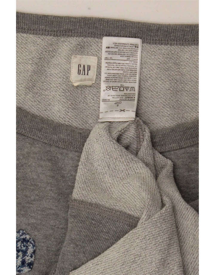 Felpa oversize con grafica da donna Gap, maglione UK 10, piccolo cotone grigio