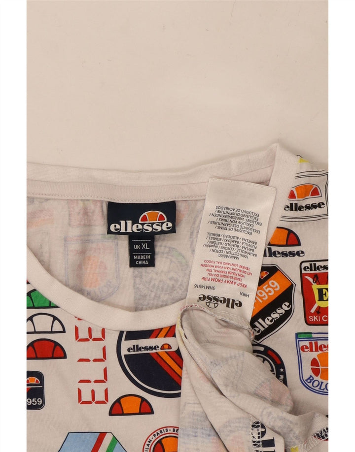 ELLESSE T-shirt grafica da uomo Top XL in cotone multicolore