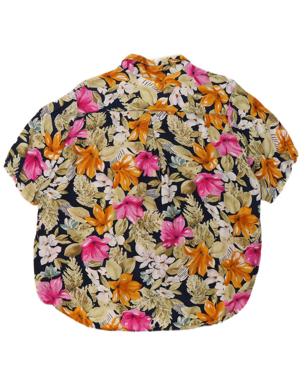 Camicia vintage da donna a maniche corte UK 18 XL multicolore floreale