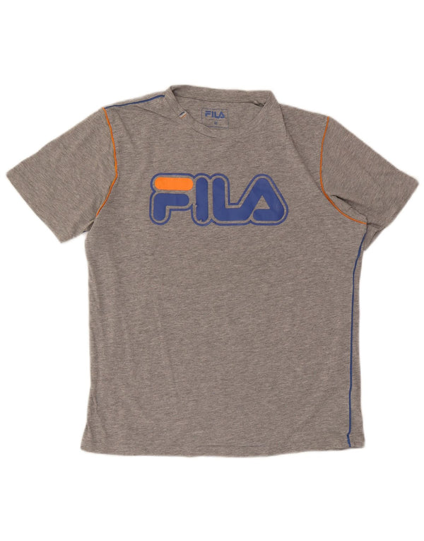 T-shirt grafica da uomo Fila Top in cotone mélange grigio medio