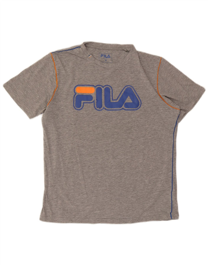 T-shirt grafica da uomo Fila Top in cotone mélange grigio medio