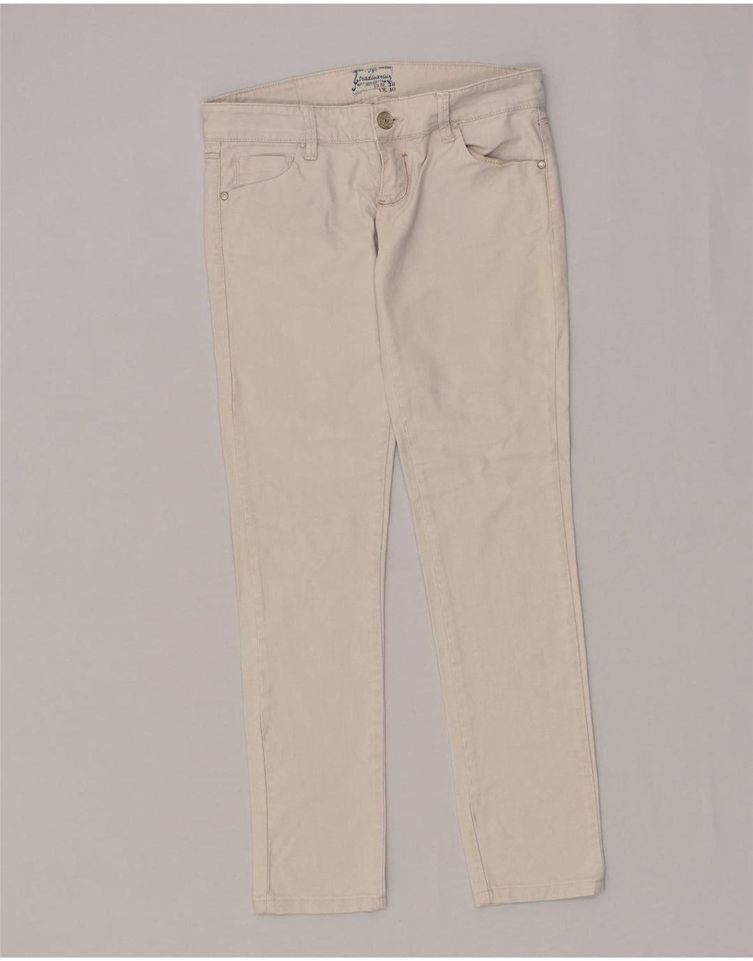 STRADIVARIUS Womens Slim Jeans UK 10 Small W27 L29  Beige | Vintage Stradivarius | Thrift | Second-Hand Stradivarius | Used Clothing | Messina Hembry 