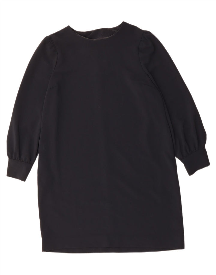 JAEGER Abito a trapezio a maniche lunghe da donna UK 18 XL Poliestere blu navy