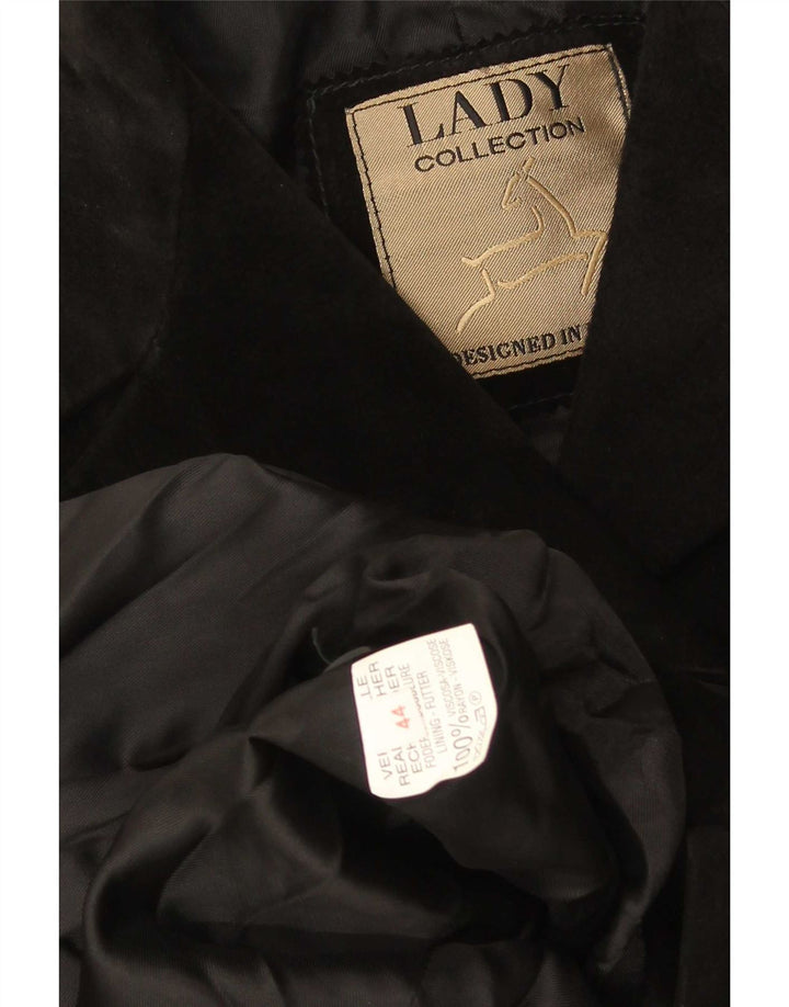 Giacca vintage in pelle scamosciata da donna IT 44 in pelle nera media