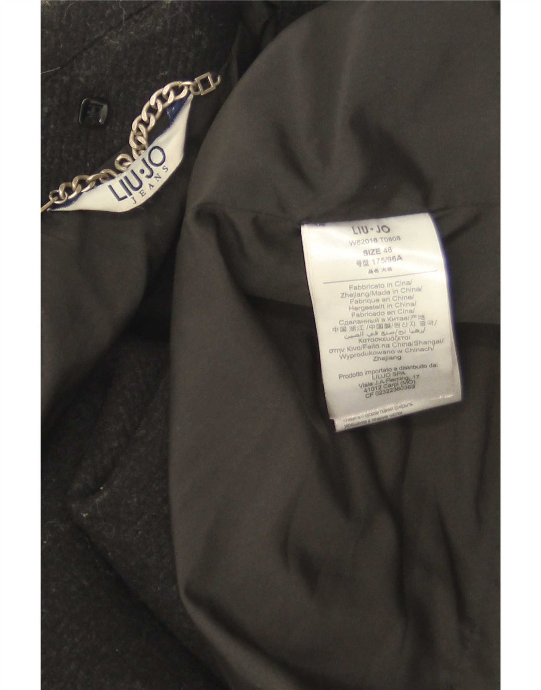 Cappotto Doppiopetto Uomo Liu Jo IT 46 Small Nero Lana