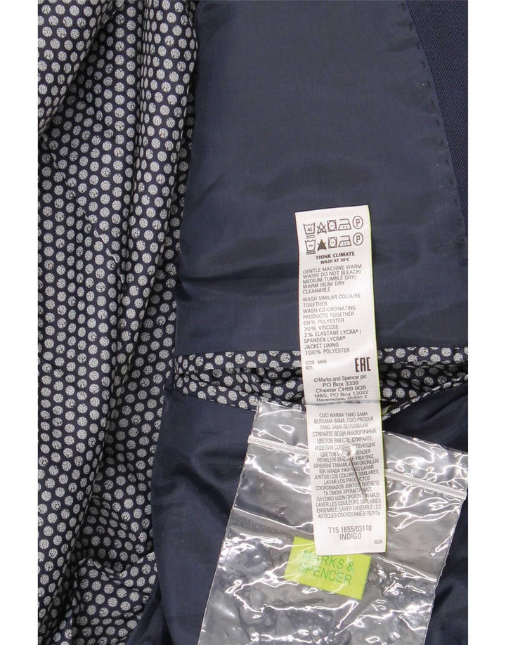 Giacca blazer a 2 bottoni da uomo Marks & Spencer UK 42 grande poliestere blu navy
