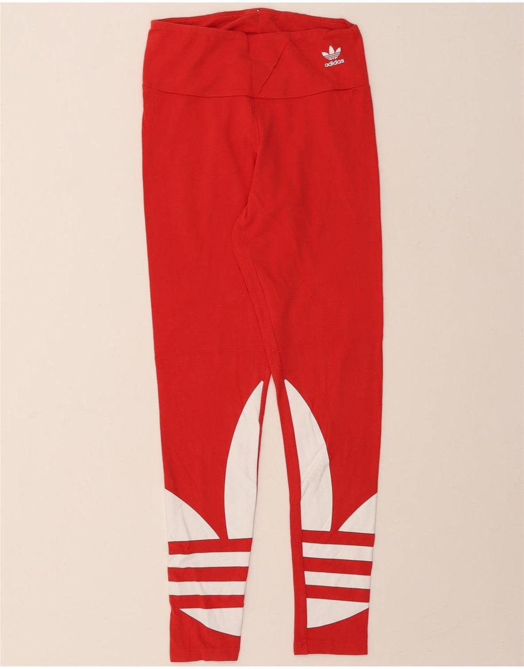 ADIDAS Womens Graphic Leggings UK 8 Small Red Cotton Vintage Adidas and Second-Hand Adidas from Messina Hembry 