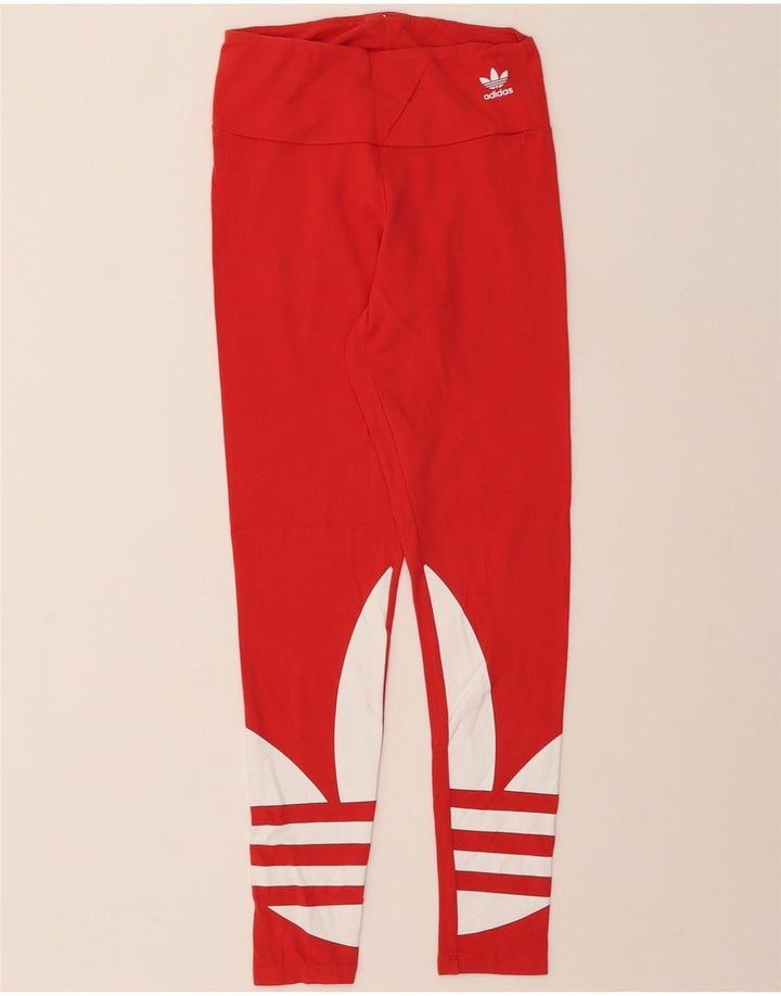 ADIDAS Womens Graphic Leggings UK 8 Small Red Cotton Vintage Adidas and Second-Hand Adidas from Messina Hembry 