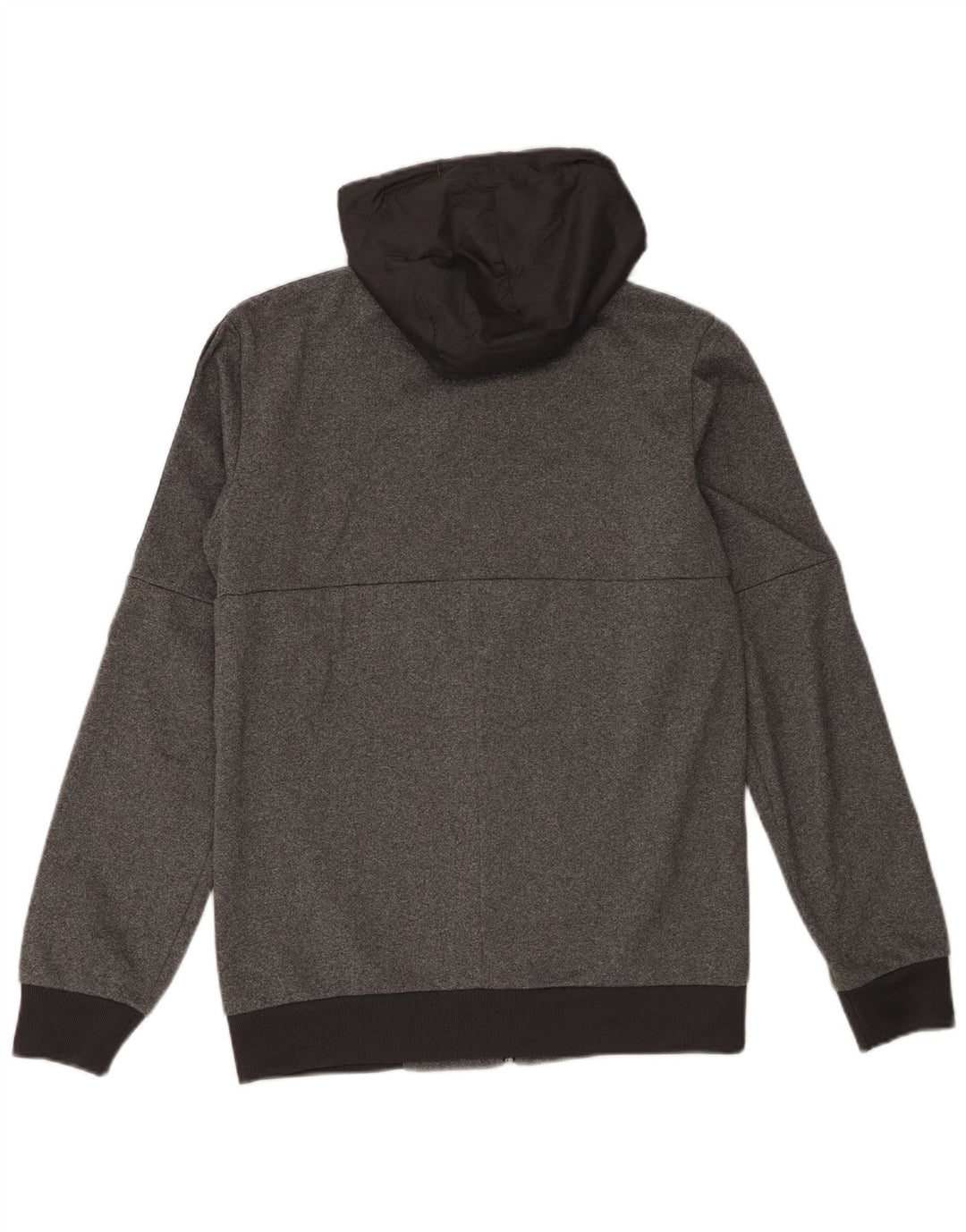 Maglione con cappuccio e zip grafica da uomo Adidas piccolo in poliestere color block grigio